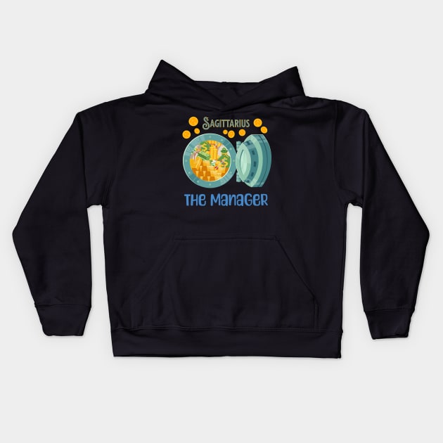 The characters of the zodiac: Sagittarius Kids Hoodie by Ludilac